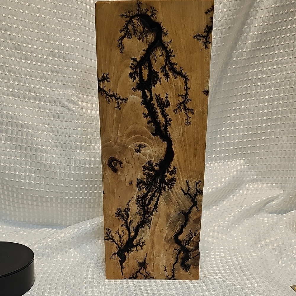 Artistic Wood Sculpture with Black Detailing
